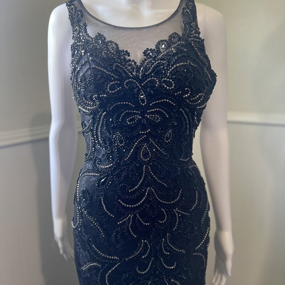 Ed Young Prom Dress 7322 Black/Silver Size XS NWT